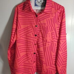 Ministry of Supply Pink Geometric Blouse